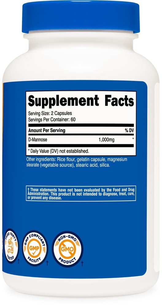 Nutricost D-Mannose 500mg Per Capsule, 120 Capsules, 1000mg Per Serving