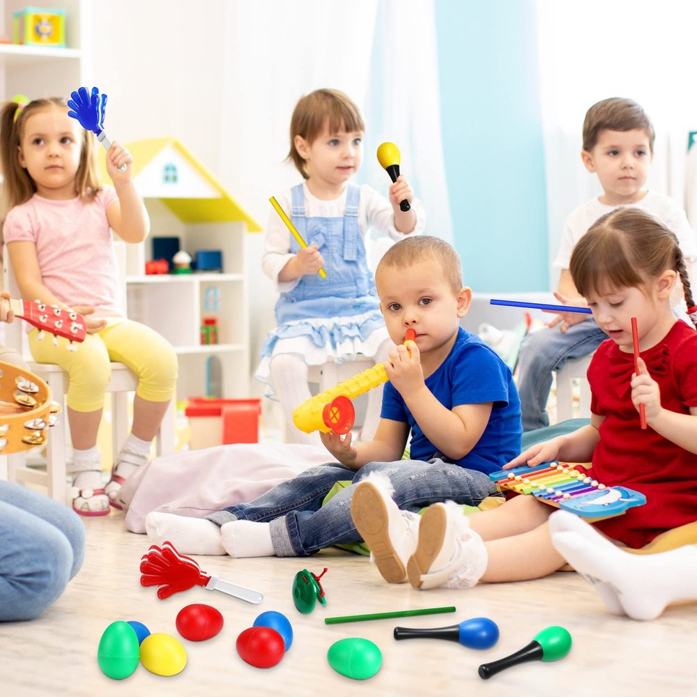 120 Pcs Musical Instruments Learning Percussion Toy Include 24 Plastic Egg Sh...