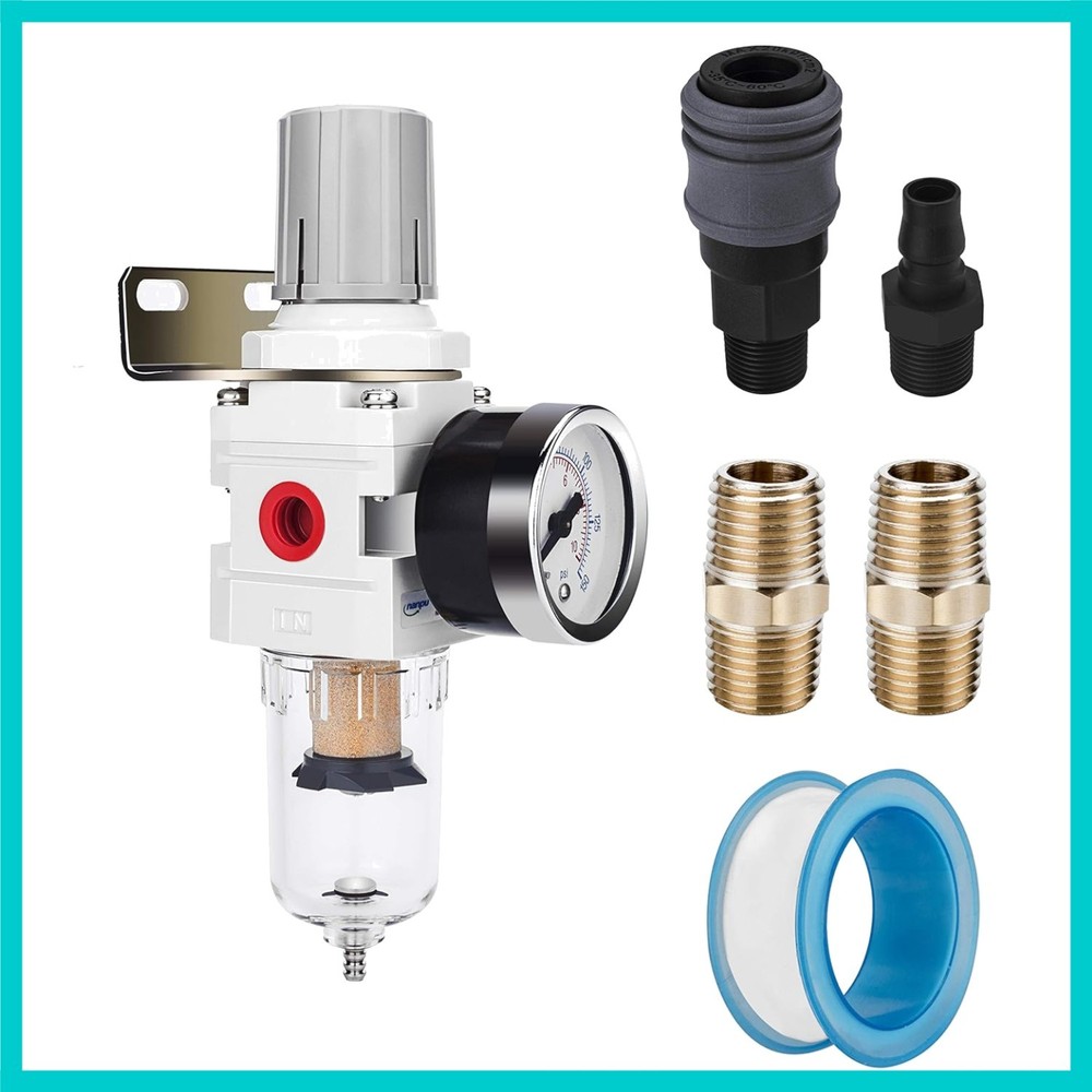 High-Performance 1/4" NPT Air Filter Regulator Combo with 5 Micron Brass Element