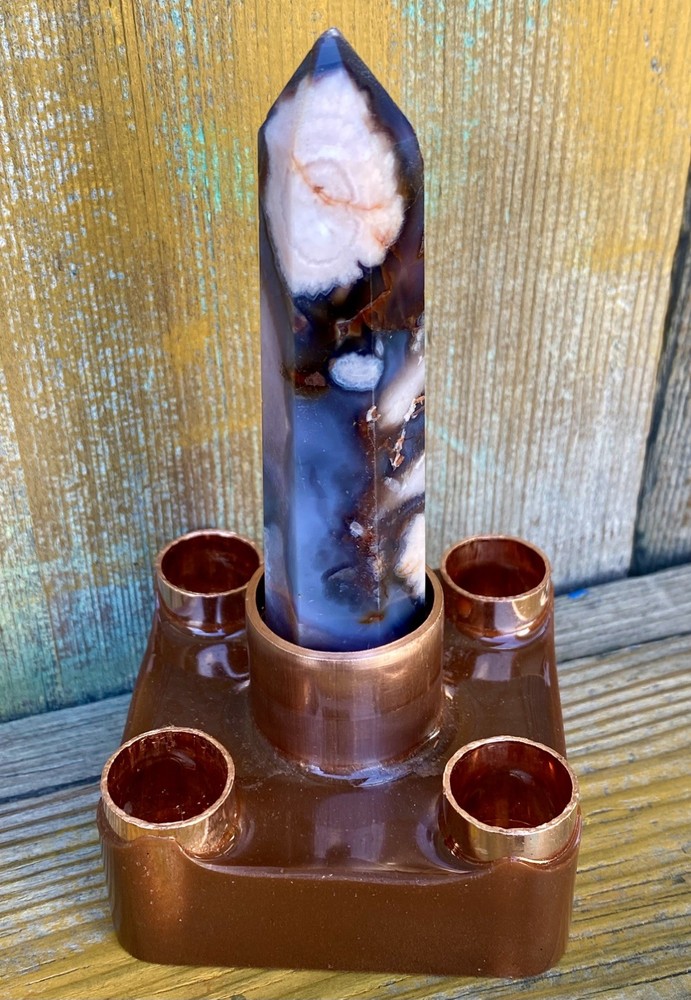 Orgone Cloudbuster with Blue Snowflake Flower Agate Scepter Point & Copper Pipe