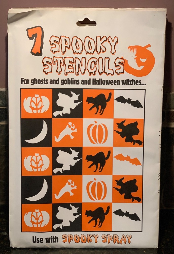 Halloween Spooky Stencils Decorating Kit Ghosts Goblins Witches Pumpkins