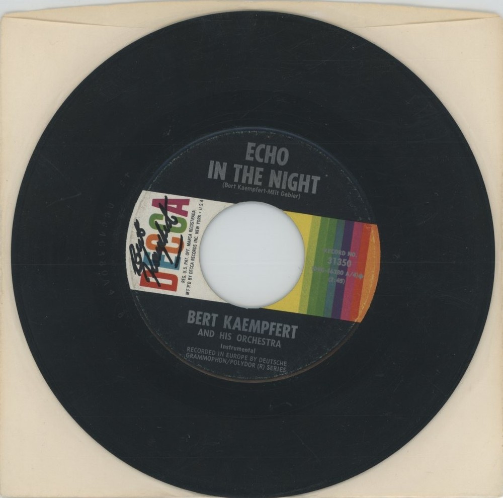 Bert Kaempfert- Signed 45 Record "Echo in the Night"