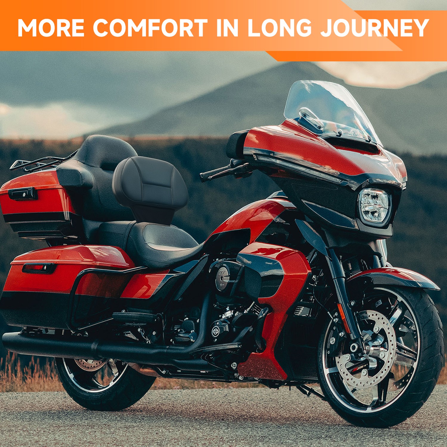 Plug-In Driver Rider Backrest Pad For Harley Touring Road Street Glide 2009-2026