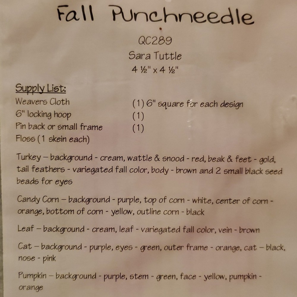 Fall punchneedle patterns 2005 4.5 inch square Halloween ghost Thanksgiving bat