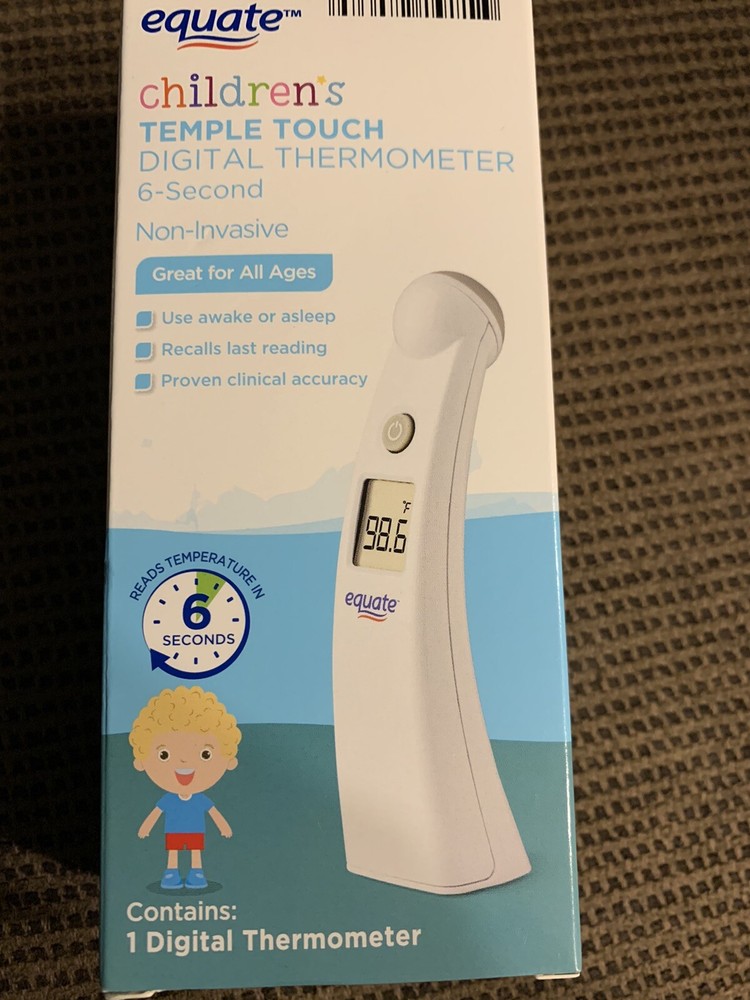 Equate Children's Temple 6 Second Digital Thermometer New