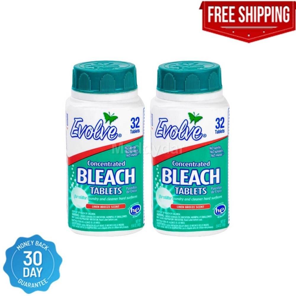 Evolve Ultra Concentrated Bleach Tablets, Linen Breeze Scent, 64 Total Count