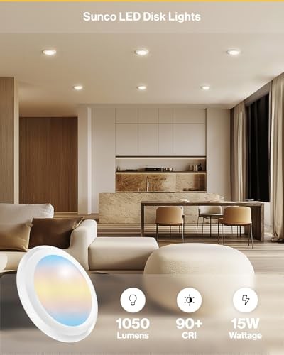Sunco 24 Pack LED Disc Lights Ceiling Flush Mount Disk Light, 6 Inch 5CCT White