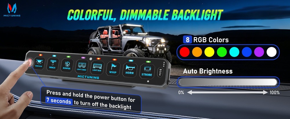 8 Gang Wireless LED Switch Panel Toggle Flash Remote Control for Boat & Vehicles