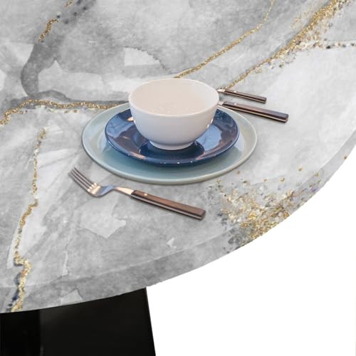 Marble Texture Round Fitted Tablecloth with Elastic 48" (Round) A01:marble