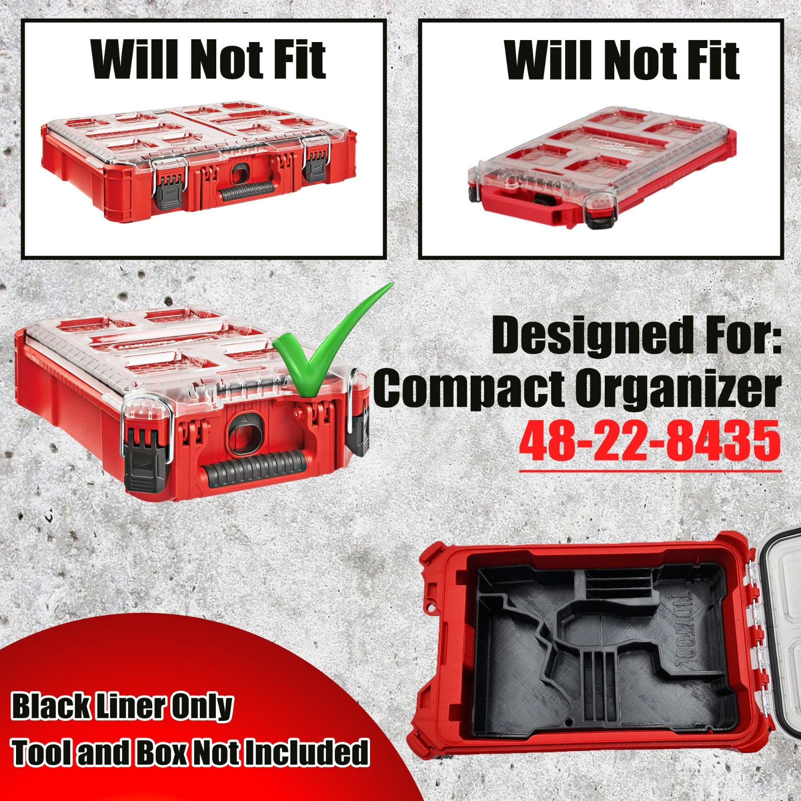 M12 Fuel 3" Compact Cut Off Tool Organizer for Milwaukee Compact Packout