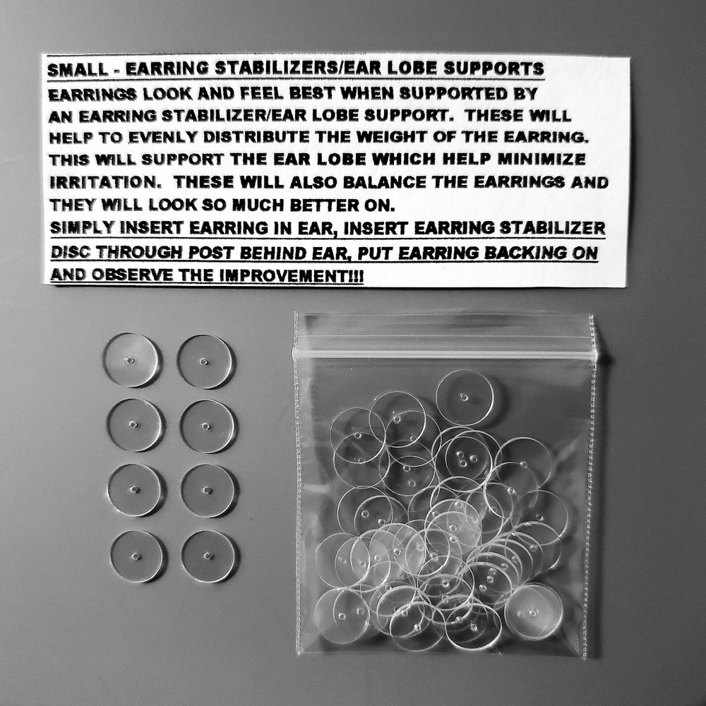 RARE-SMALL EARRING STABILIZERS-ROUND PLASTIC ACRYLIC DISCS-SUPPORT BACKS- 20 PCS