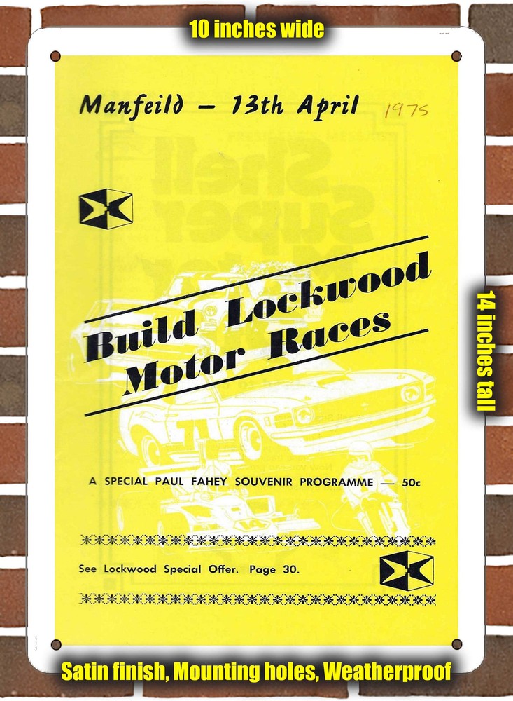 Metal Sign - 1975 Manfeild Circuit Racing Program - 10x14 inches