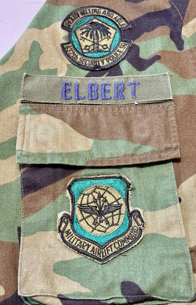 Vintage U.S. Air Force Woodland BDU Jacket ELBERT Master Sergeant Medium Regular