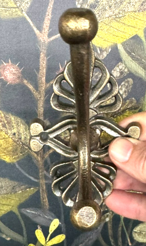 Vintage/Antique French Ornate Victorian Brass Wall Hat Coat 2-Hook Rack French