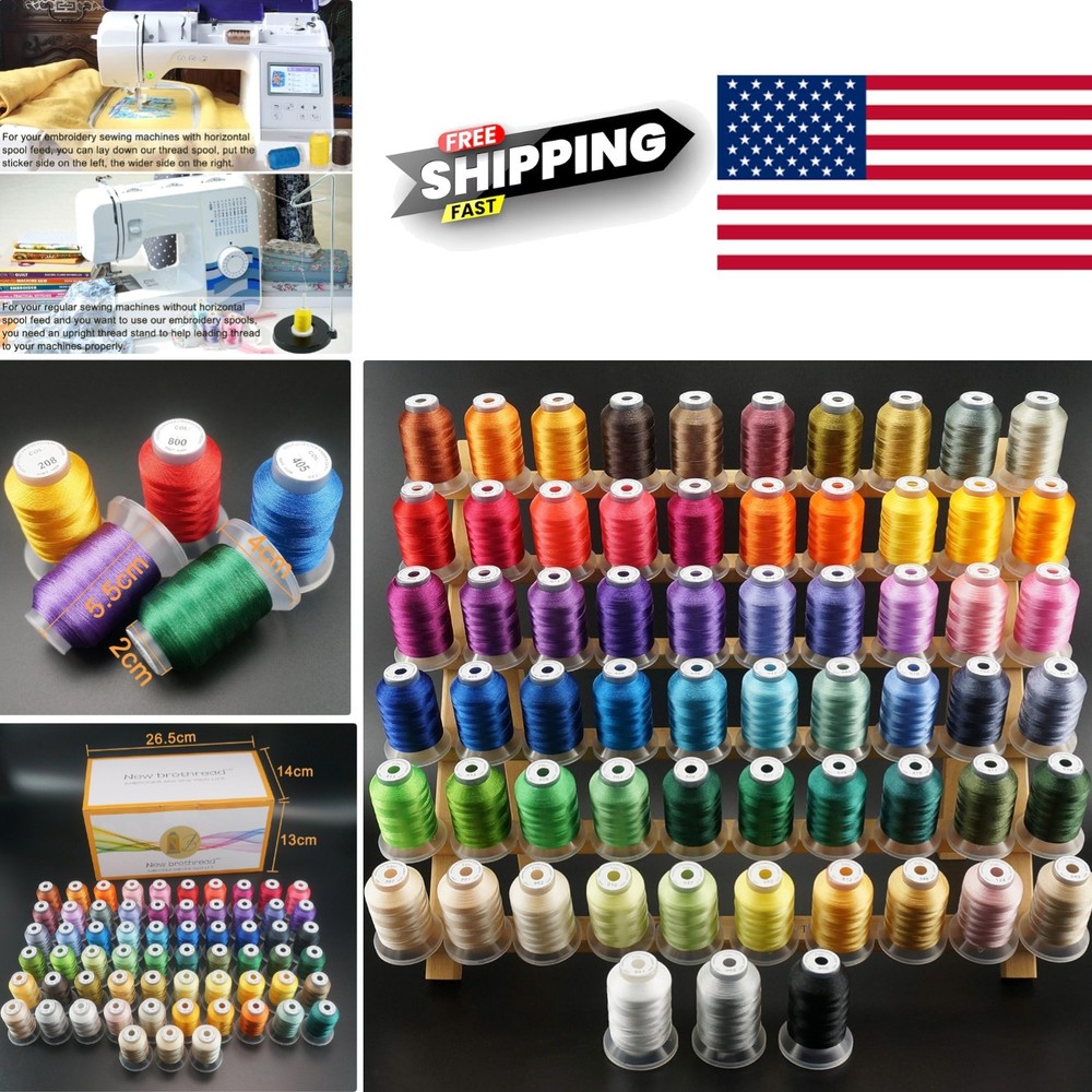 63 Colors Polyester Embroidery Thread Kit 500M Each Spool for Sewing Projects