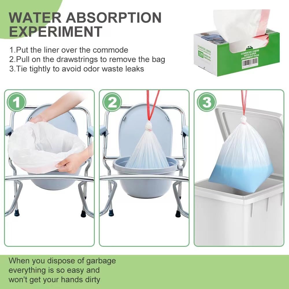 Commode Liners 120PCS Bedside 21*15.7 inches, White