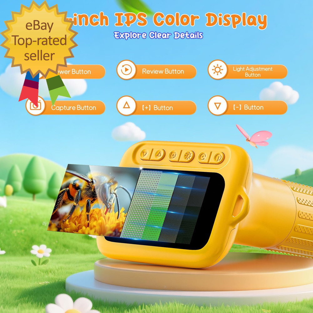 Digital Microscope for Kids 2" Screen 1000X Handheld Microscope HD Pocket