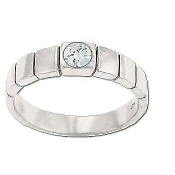 Sterling Silver Center CZ Cubic Zirconia Segmented Ring