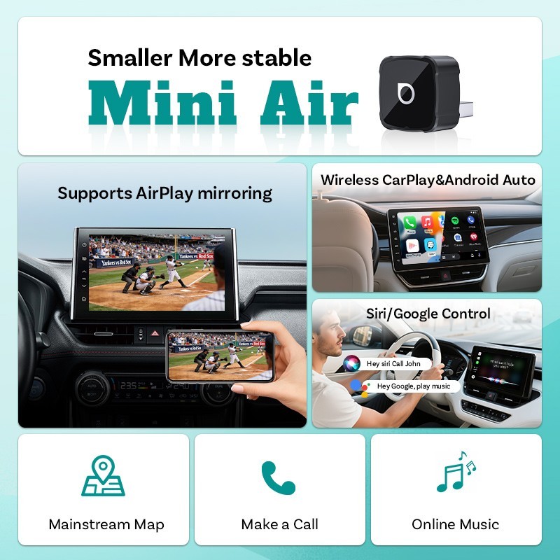 Ottocast 2026 Mini Cube 3IN1 Wireless Carplay & Android Auto & Mirroring Airplay