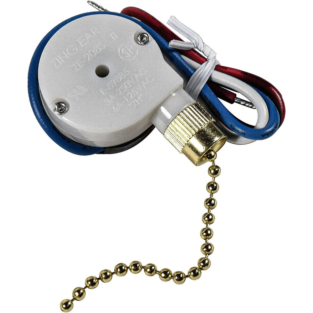 Ceiling Fan Switch for Zing Ear ZE-208s E89885 3-Speed 4-Wire Pull Chain Light