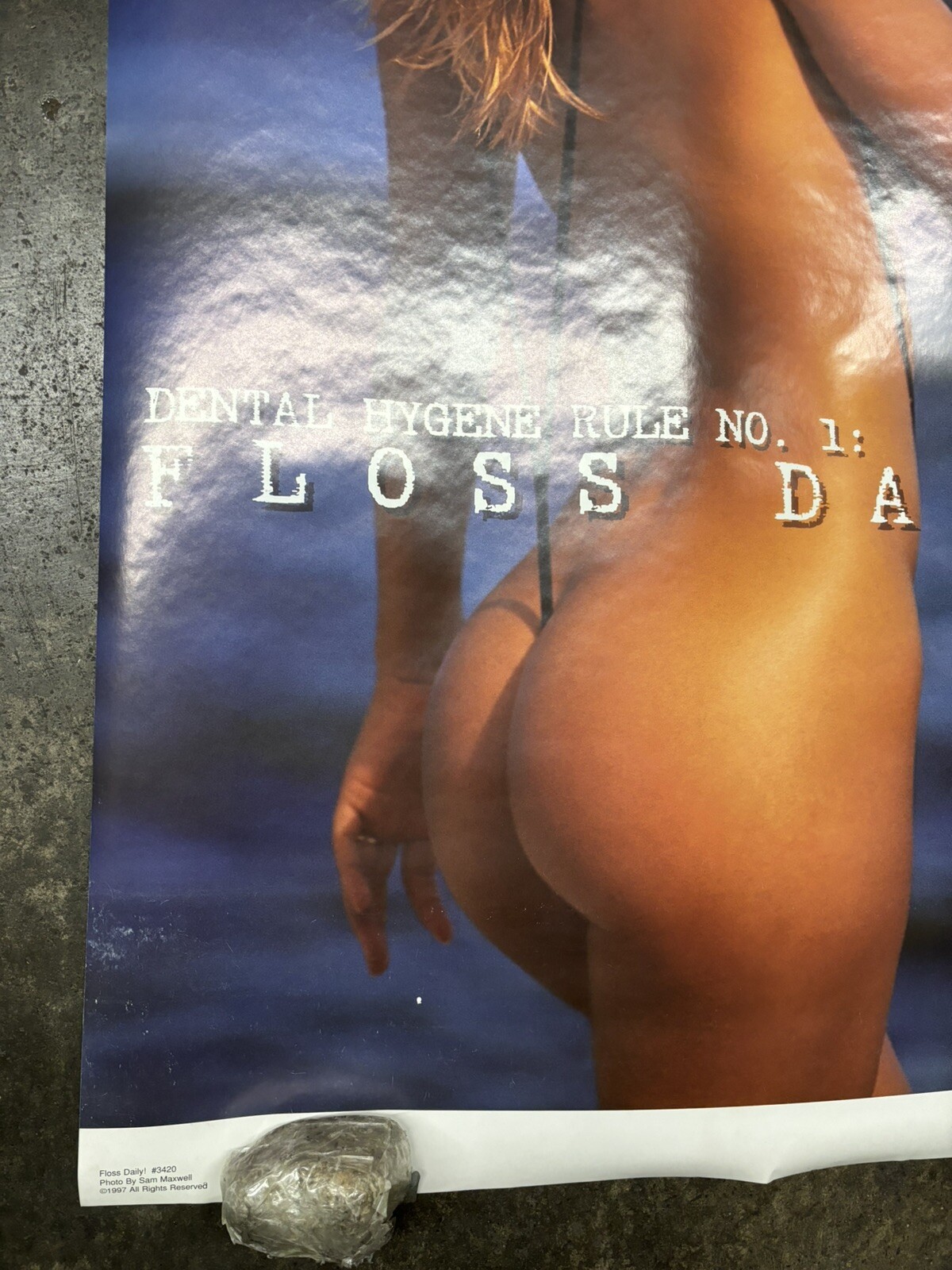 Floss Daily Dental Hygene 1997 Sam Maxwell Poster hot girl C2464