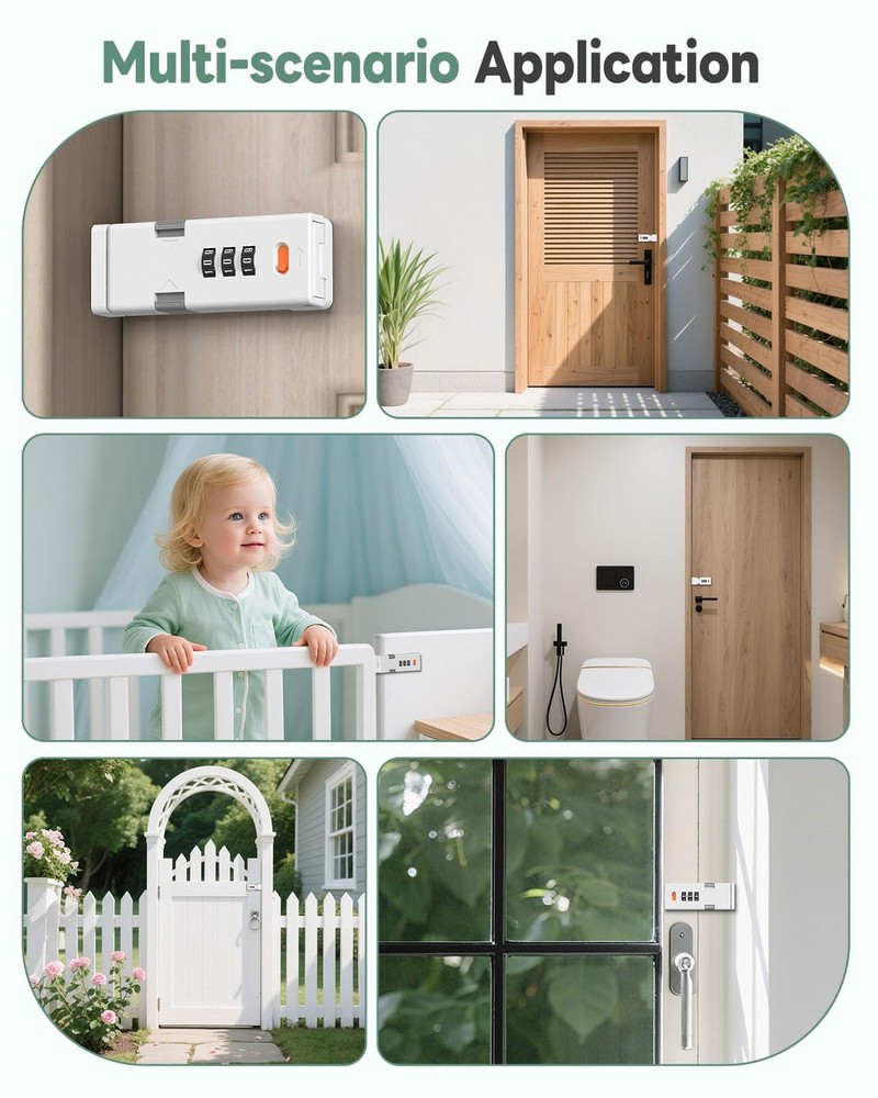 90 Degree Barn Door Combination Lock 3 Digit Password Keyless Security Latch