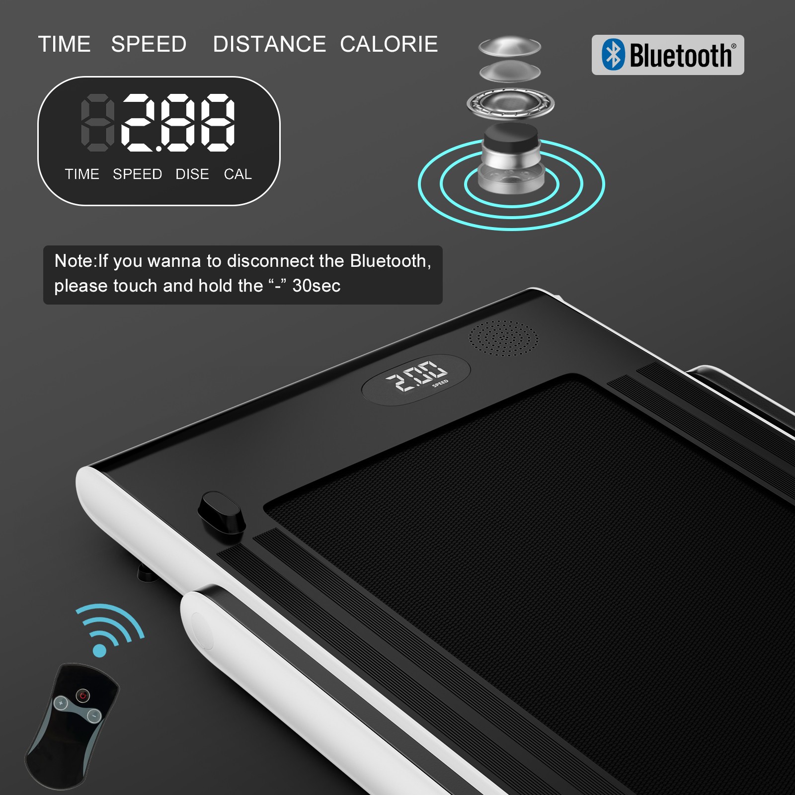 SuperFit 2.25HP 2 in 1 Folding Treadmill W/ APP Speaker Remote Control