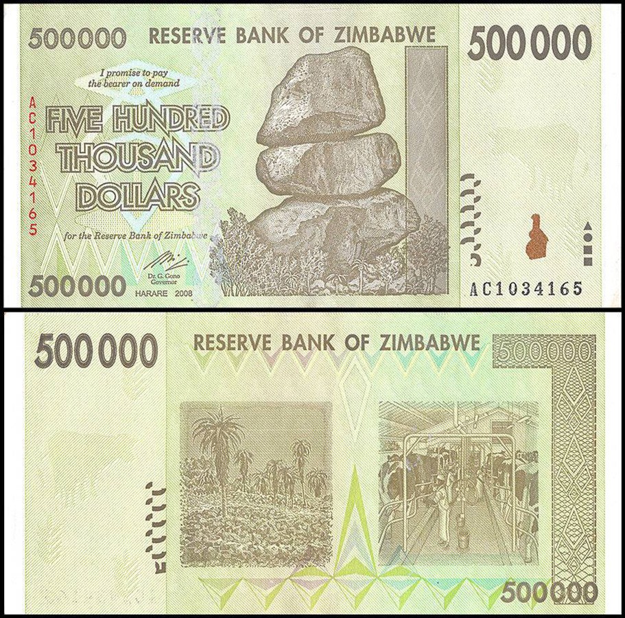 Zimbabwe 500000 Dollars, 2008, P-76, Used