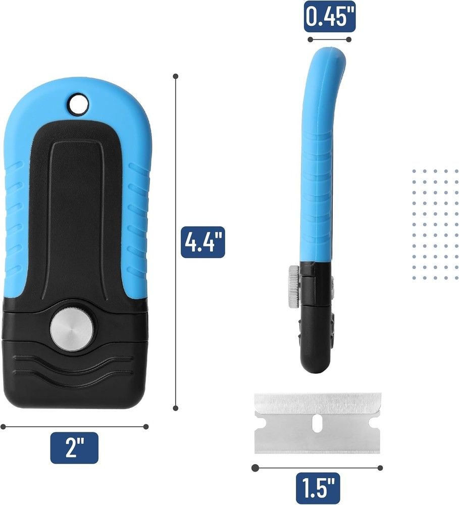 Razor Blade Scraper, Blue, Locking Razor Scraper Set