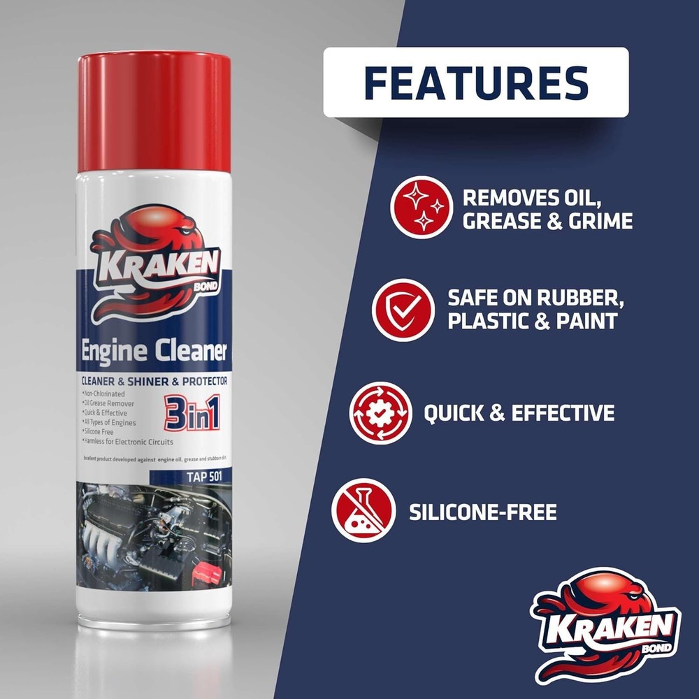 Engine Cleaner Spray - 2x12.3 fl. Oz Engine Degreaser for Engine Bay, Gunk, a...