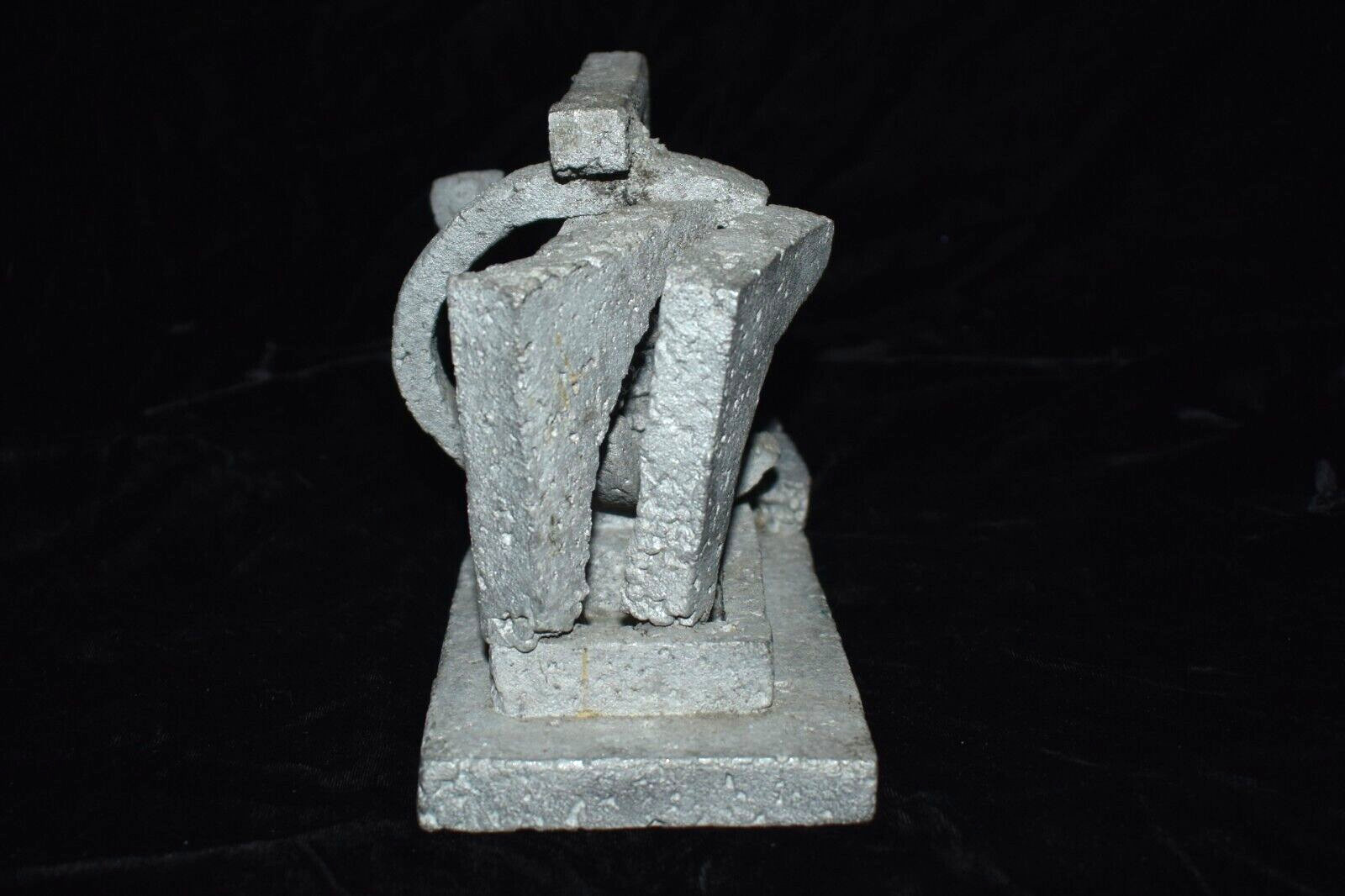Mid Century Modern Abstract Cement Concrete Art Sculpture Unsigned