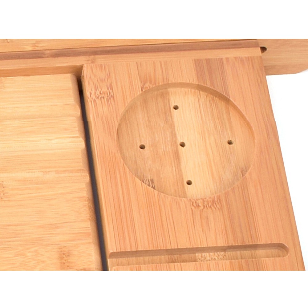 Bamboo Bath Tray Table - Adjustable Caddy with Multifunctional Groove