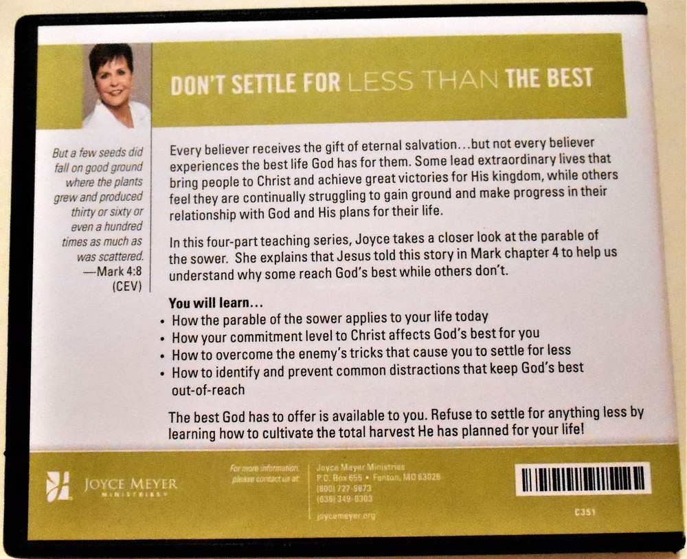 Don't Settle For Less Than The Best Joyce Meyer 4 CD Set