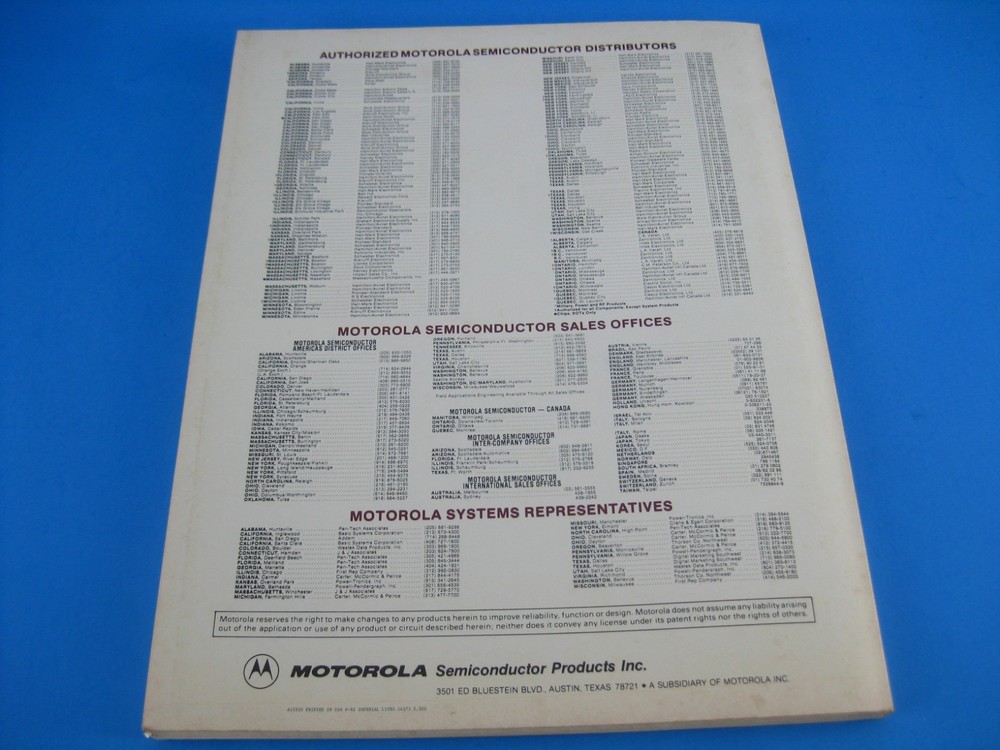 Motorola Manual 8 Bit Microprocessor Application & Design Seminar Vintage 1982