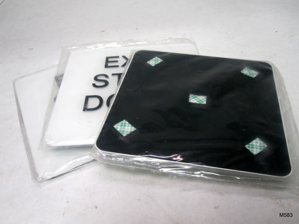 3 QTY Exit Signs 'Exit Stair Down' Stick-on Wall Mounting