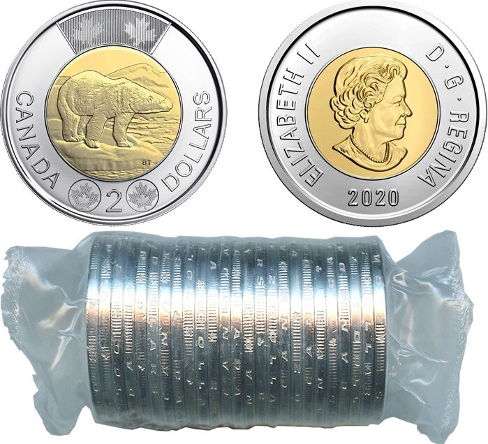 Brilliant Uncirculated 2020 Canada 2 Dollars Roll