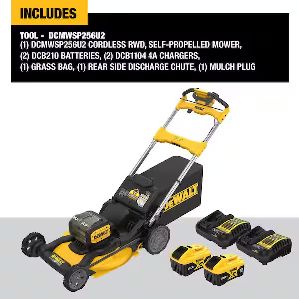 NEW DeWalt DCMWSP256U2 2X20V MAX XR RWD Self-Propelled Mower w/ 2 Batteries