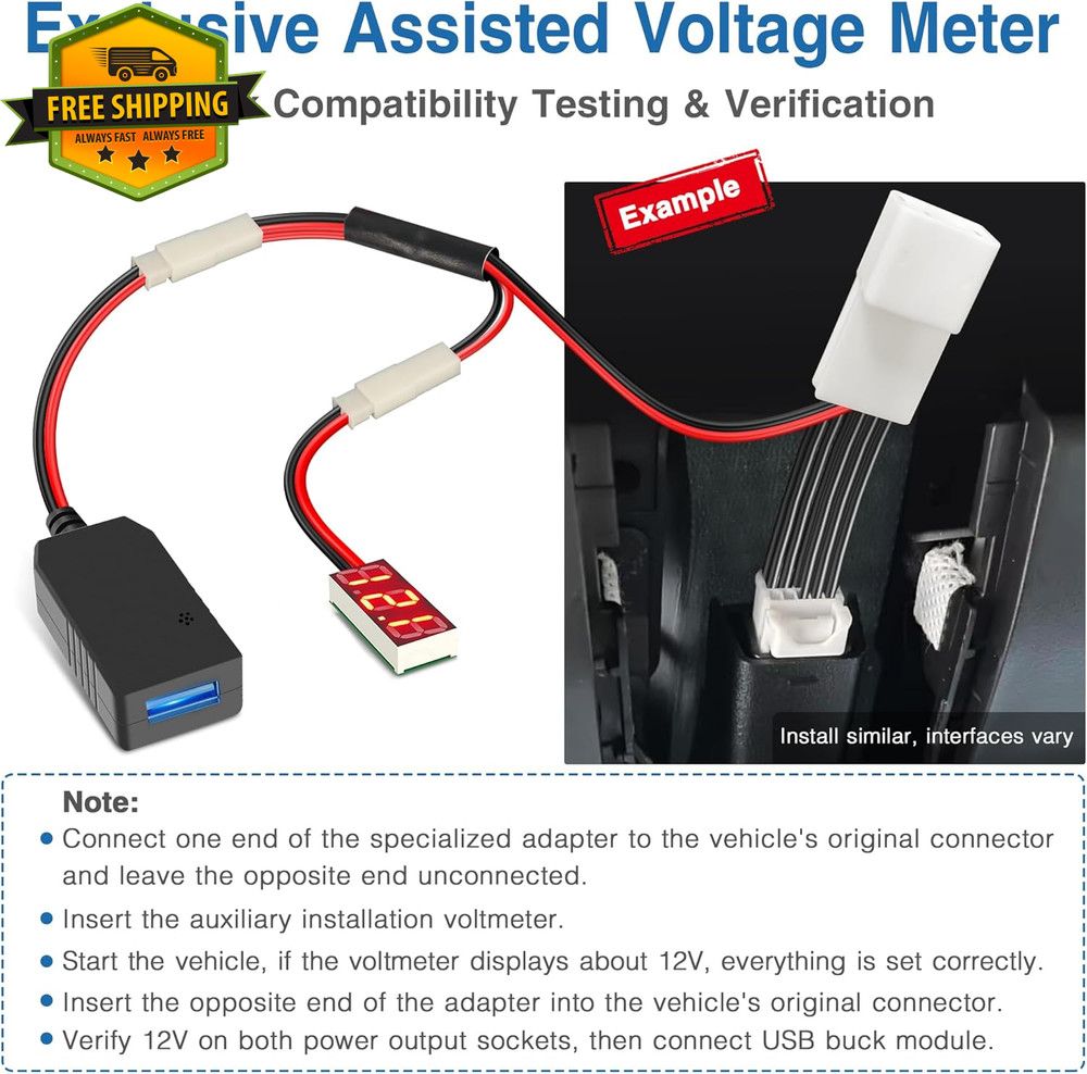 Dash Cam Power Adapter for Rearview Mirror USB Plug & Play