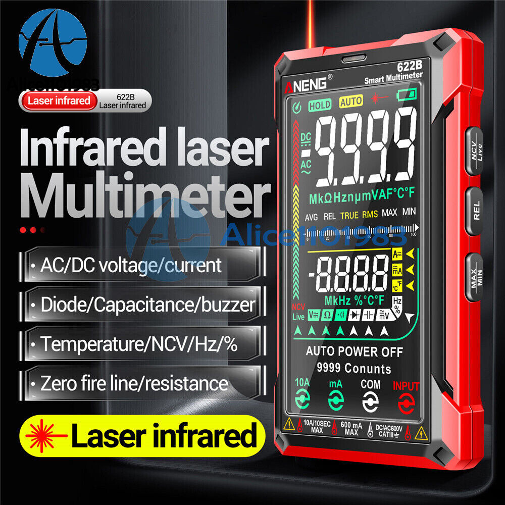 ANENG 622B Digital Smart Touch Multimeter Auto Range DC/AC infrared Laser Lamp