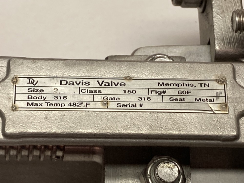 Davis,Class 150 60F,Knife Gate Valve Size 2.3