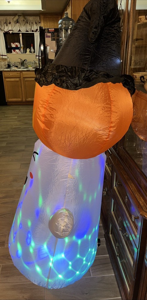 Airblown Inflatable Halloween Pumpkin Ghost Witch Hat Lighted 5 Ft Open Box