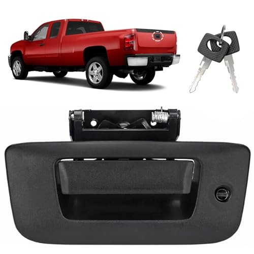 Tailgate Handle, Rear Locking Tailgate Latch Handle Compatible with GMC Black