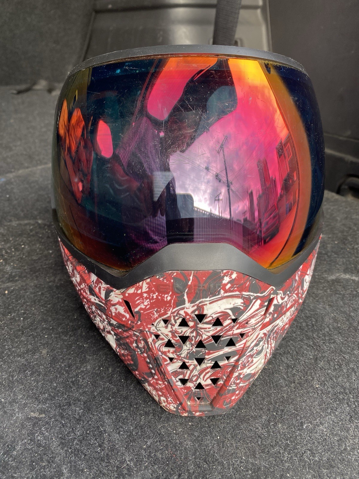 Empire EVS Paintball Mask - Gold & red lens