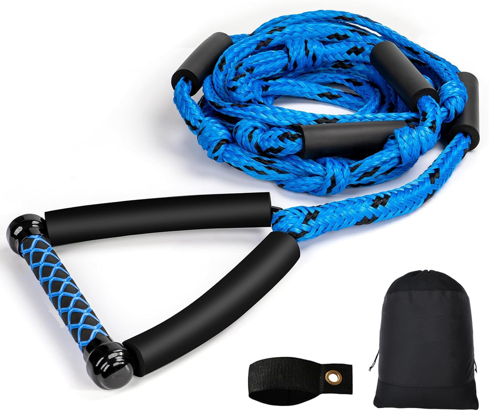 Wakesurf Rope - 25Ft Floating Wake Surf Ropes and Handle, 4 Sections Adjustable