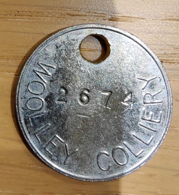 Woolley Colliery Pit Check Tally Token marked Woolley Colliery 2674