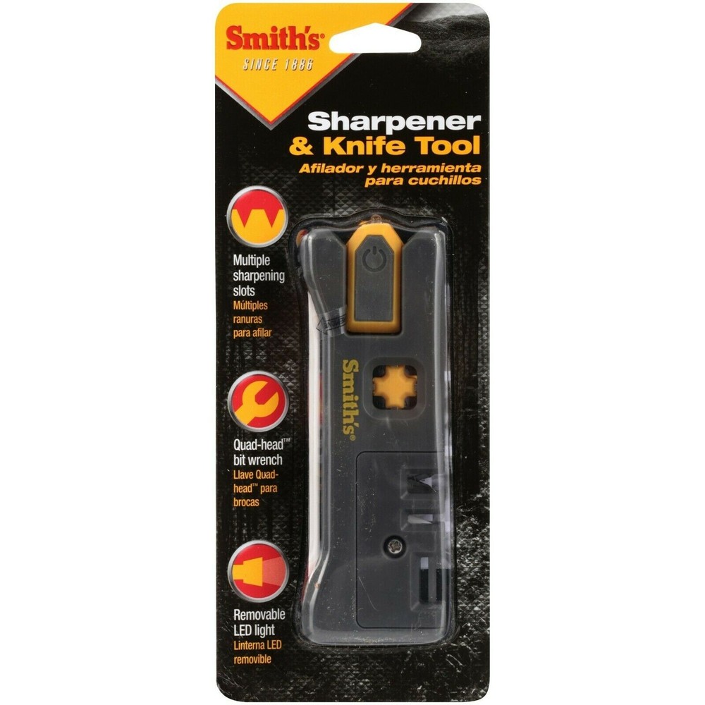 Smith's Sharpener & Knife Tool Quad-head bit Wrenches / Coarse & Fine Slot / LED