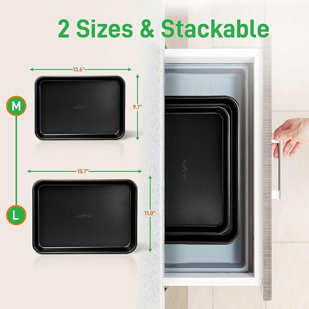 NutriChef 2-Pc. Nonstick Cookie Sheet Baking Pan - Professional Quality