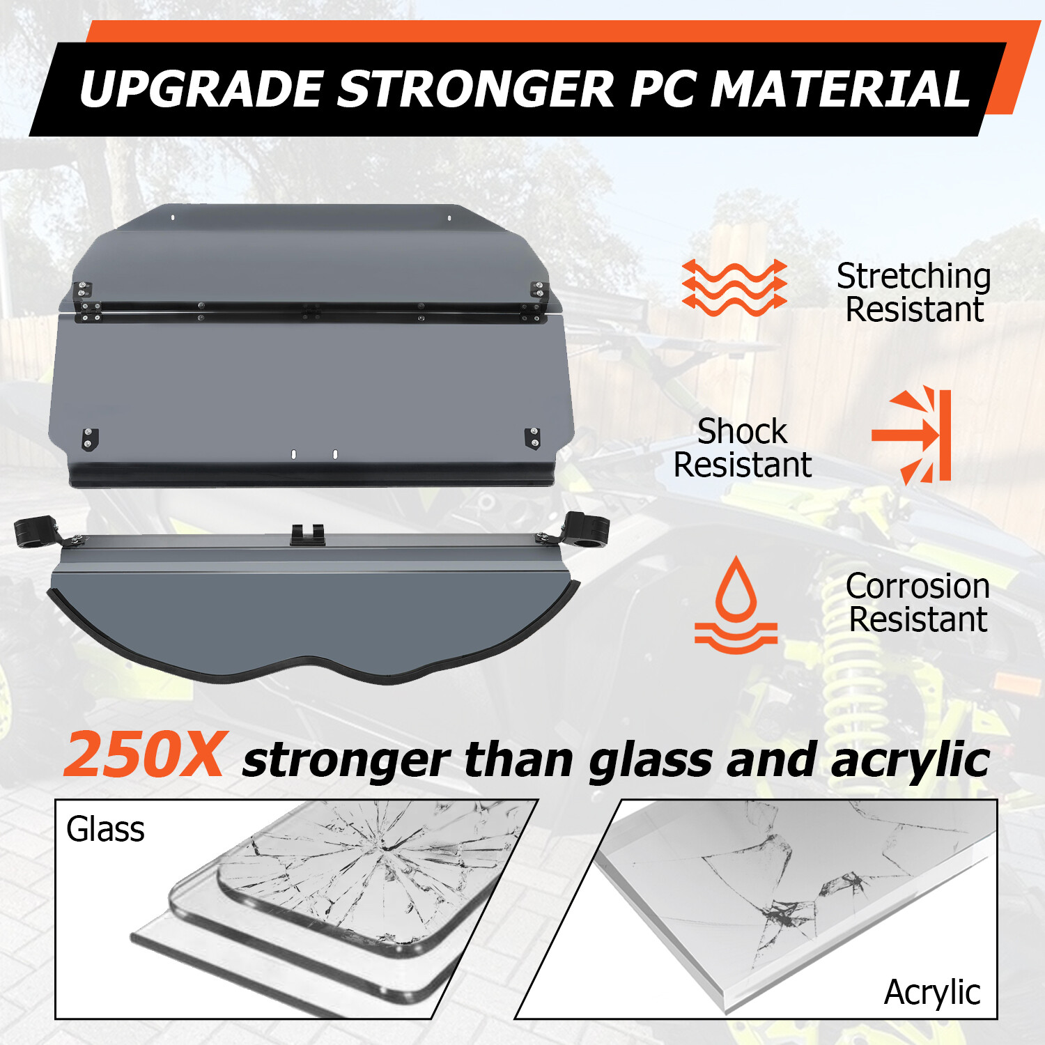 3-IN-1 Flip Tinted Polycarbonate Windshield For Can-Am Maverick X3 (64" or 72")