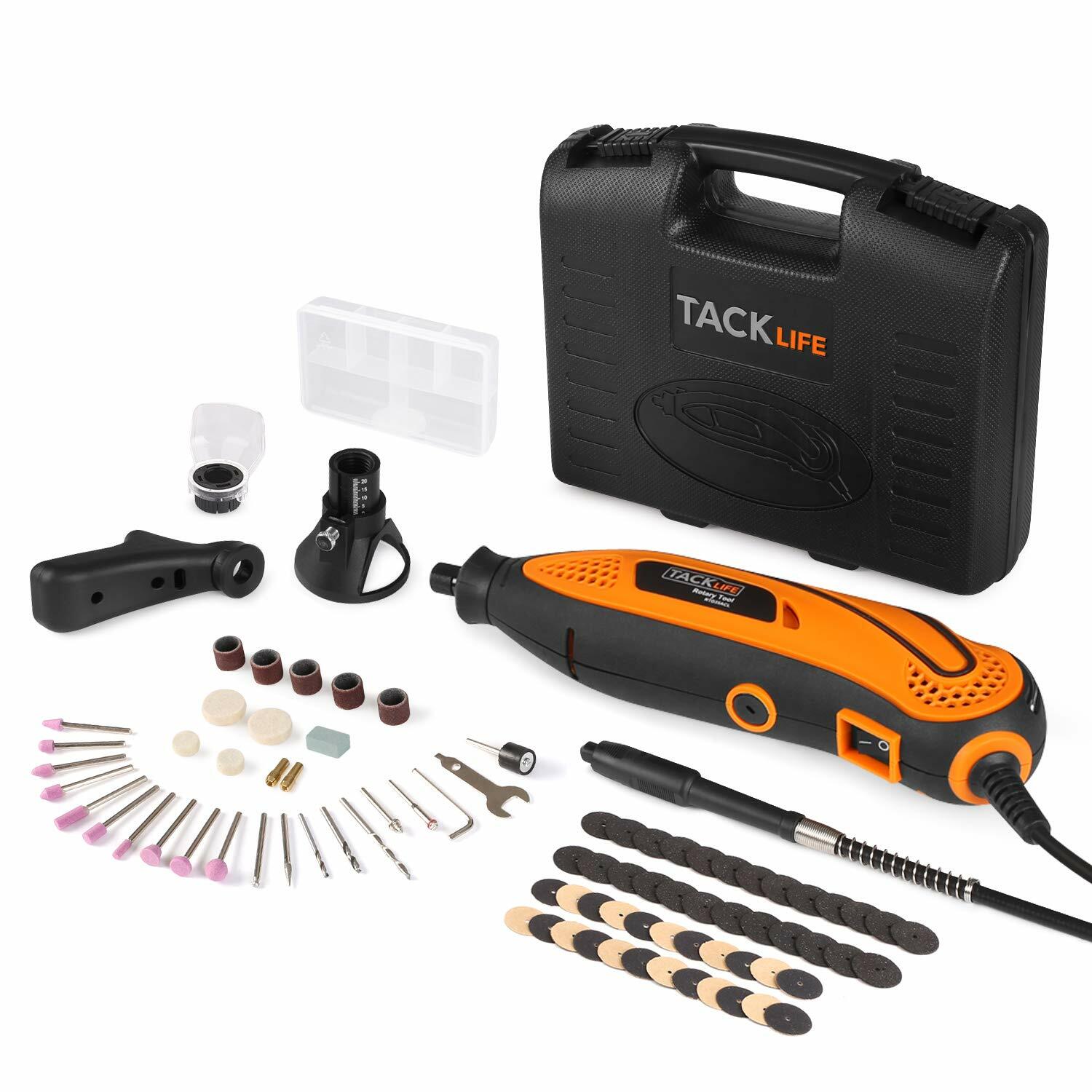 TACKLIFE Rotary Tool Kit Variable Speed with Flex shaft, 80 Accessories, 3 Attac