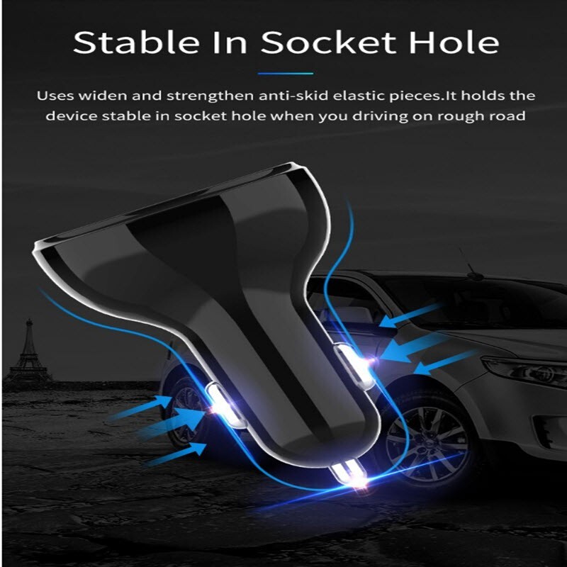 3 Port USB Car Fast Charging Safe Adapter for Phone Android iOS Type-C Charger